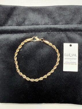 Ellie Vail 24k Gold Rope Chain Bracelet Elegant Everyday Accent Water Resistant
